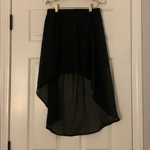 High-low black skirt.